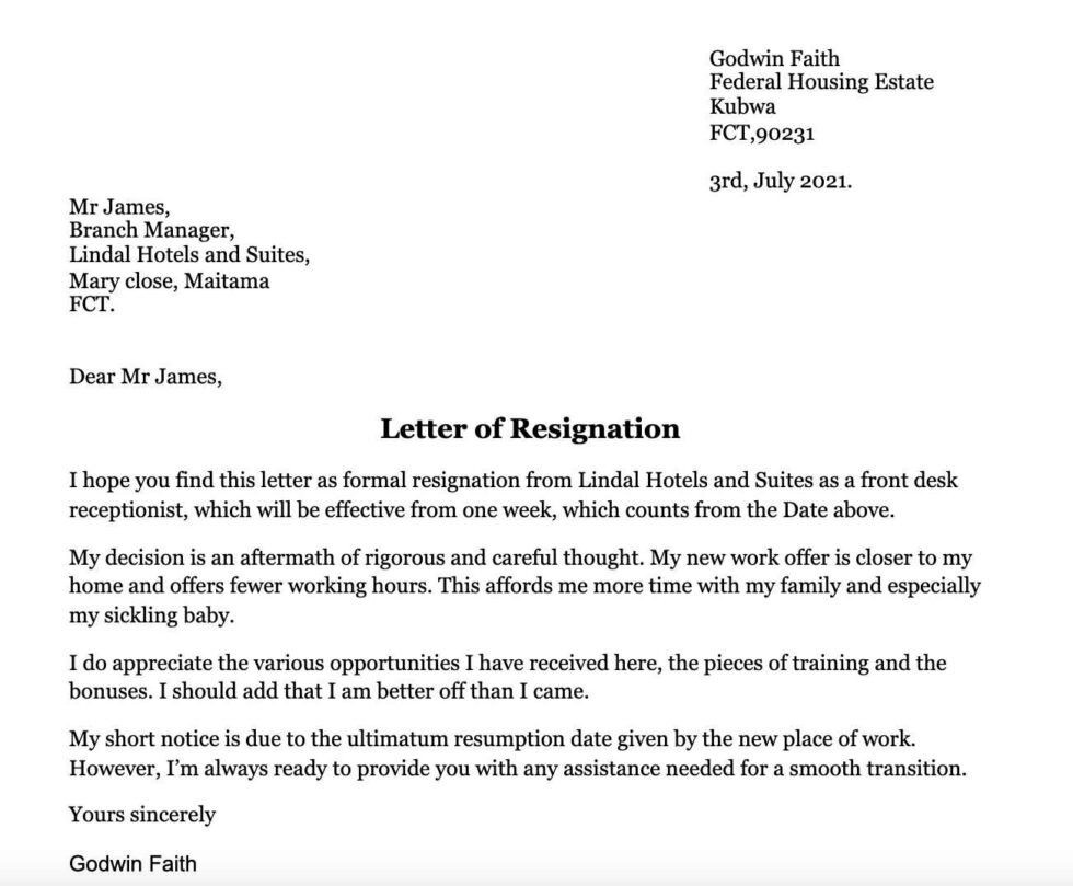 12 Resignation Letter Samples - Reventify