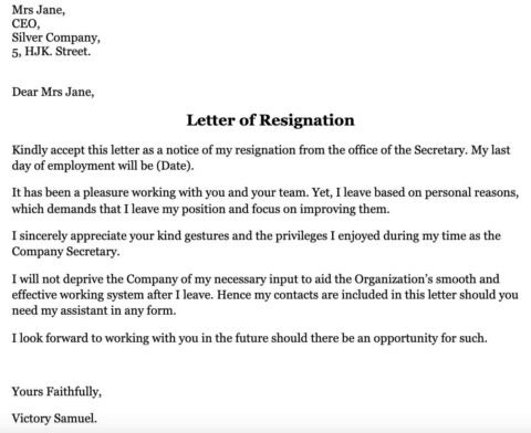 12 Resignation Letter Samples - Reventify