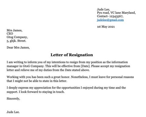 12 Resignation Letter Samples - Reventify