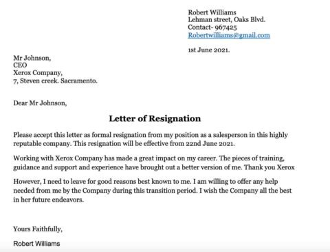 12 Resignation Letter Samples - Reventify