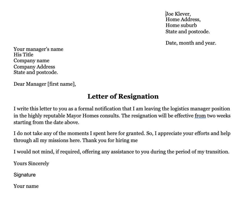 Resignation-Letter-Template