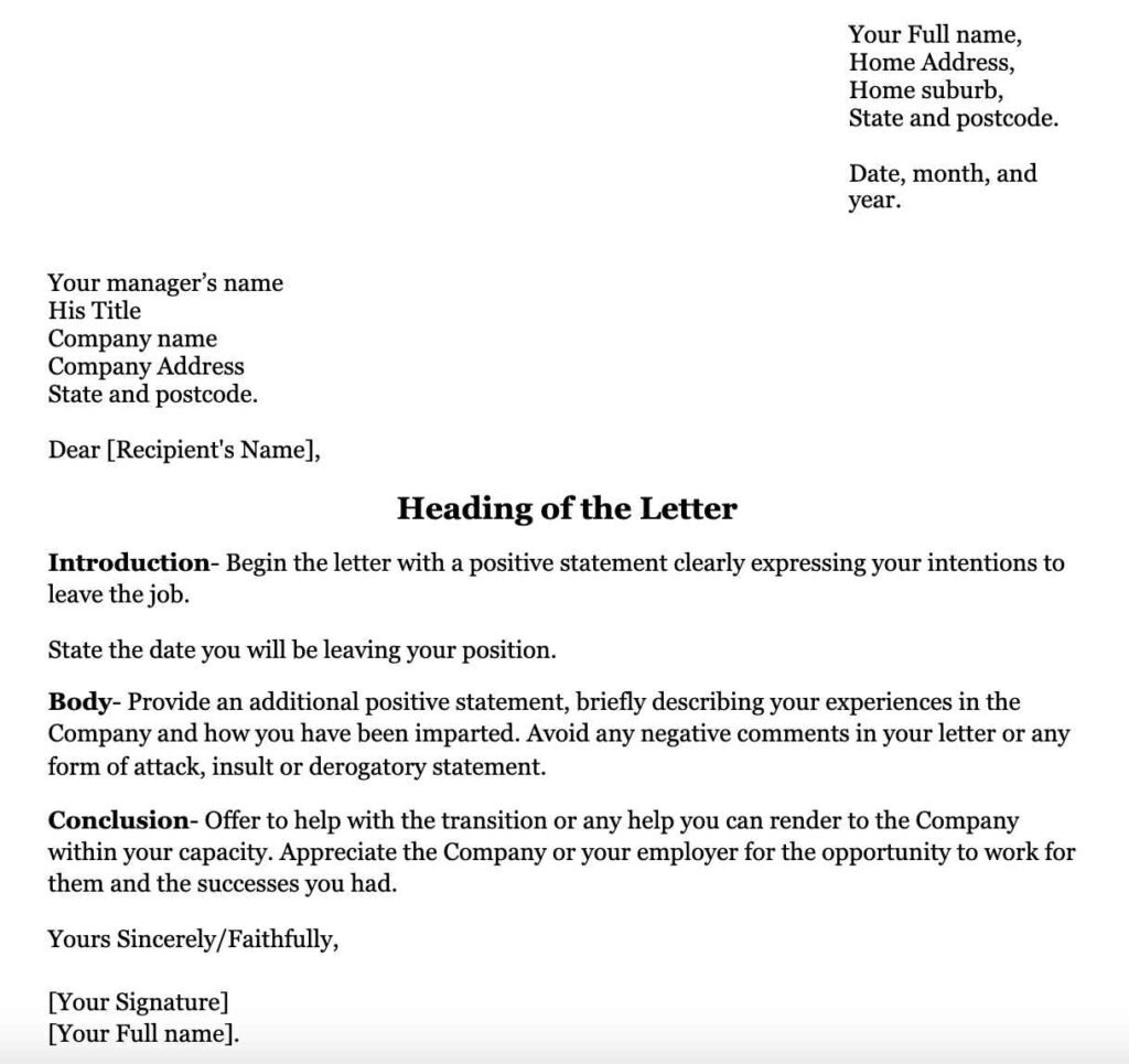 resignation letter